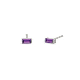 Zoë Chicco 14k White Gold Amethyst Baguette Stud Earrings