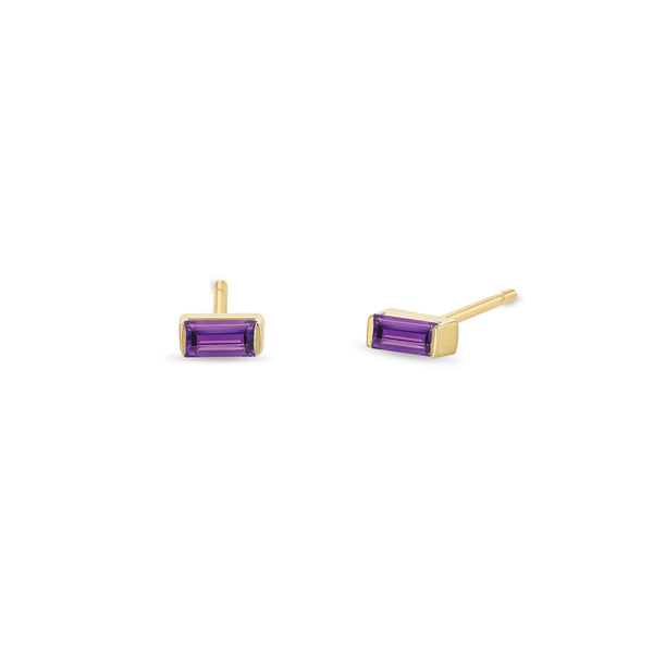 Zoë Chicco 14k Yellow Gold Amethyst Baguette Stud Earrings