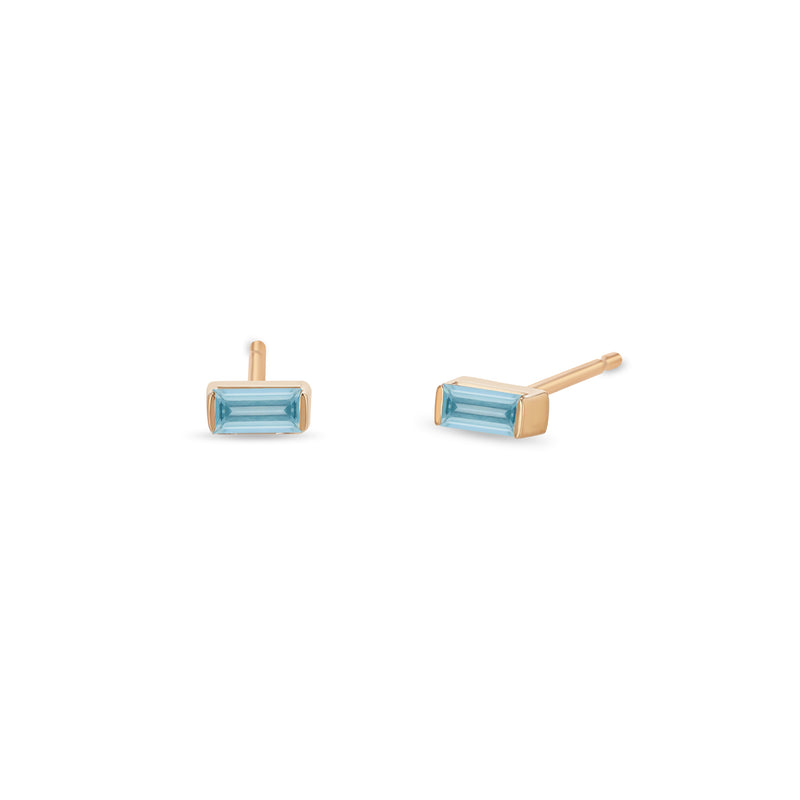 Zoë Chicco 14k Rose Gold Aquamarine Baguette Stud Earrings | March Birthstone