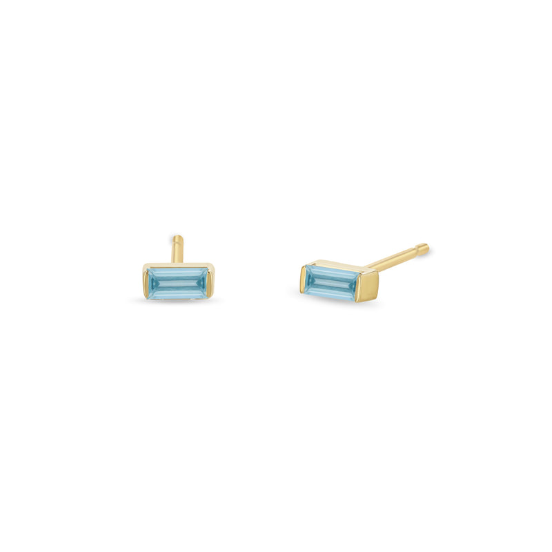 Zoë Chicco 14k Yellow Gold Aquamarine Baguette Stud Earrings | March Birthstone
