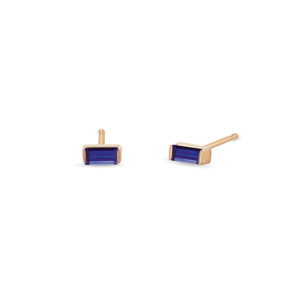 Zoë Chicco 14k Rose Gold Blue Sapphire Baguette Stud Earrings