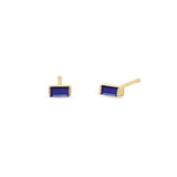 Zoë Chicco 14k Yellow Gold Blue Sapphire Baguette Stud Earrings