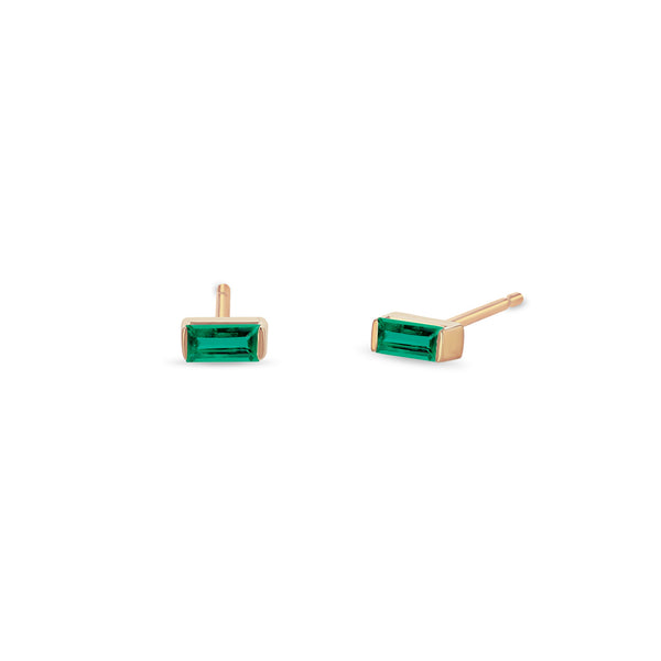 Zoë Chicco 14k Rose Gold Emerald Baguette Stud Earrings