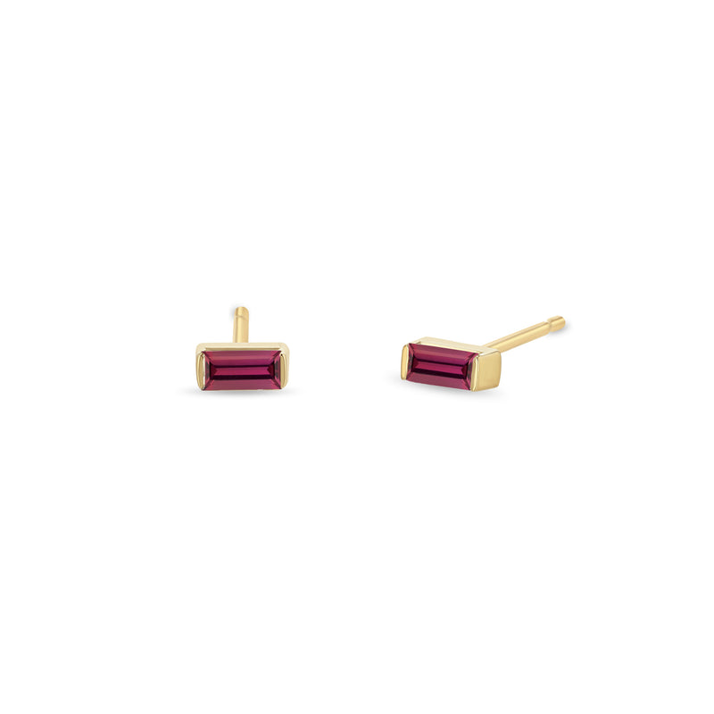 Zoë Chicco 14k Yellow Gold Garnet Baguette Stud Earrings | January Birthstone