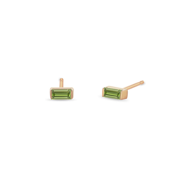 Zoë Chicco 14k Rose Gold Peridot Baguette Stud Earrings | August Birthstone