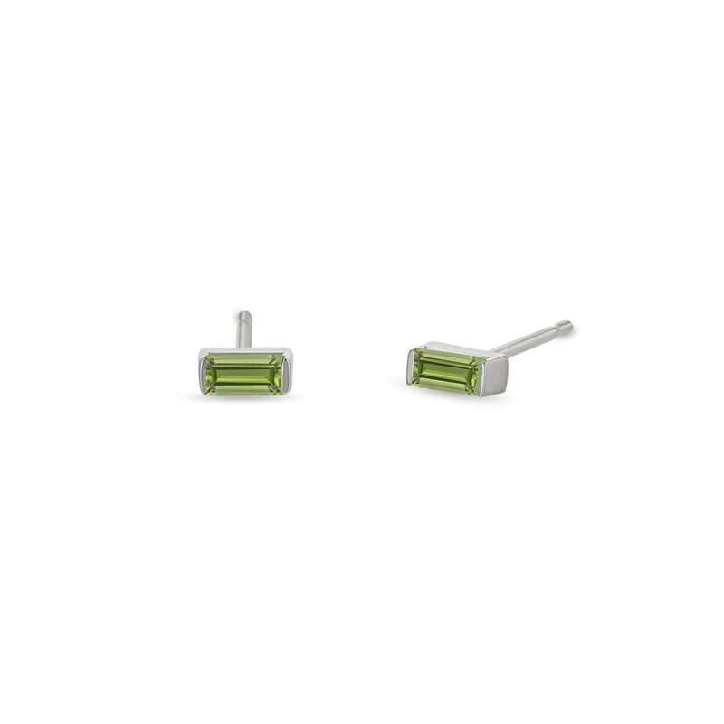 Zoë Chicco 14k White Gold Peridot Baguette Stud Earrings | August Birthstone