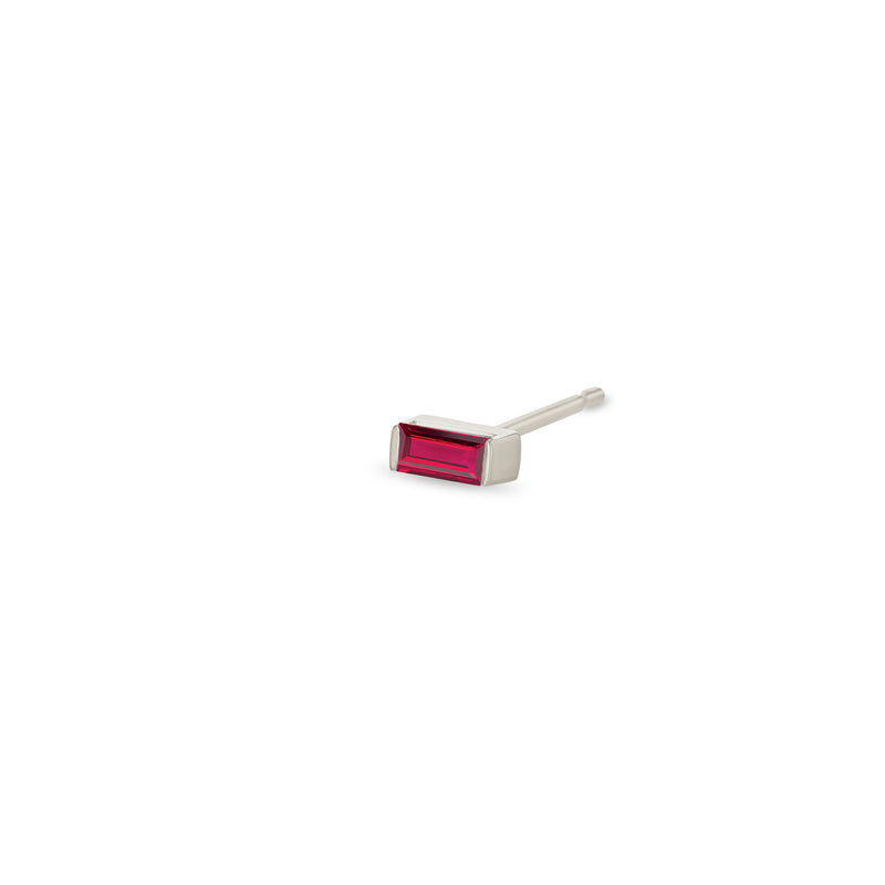 Zoë Chicco 14k White Gold Ruby Baguette Stud Earring | July Birthstone