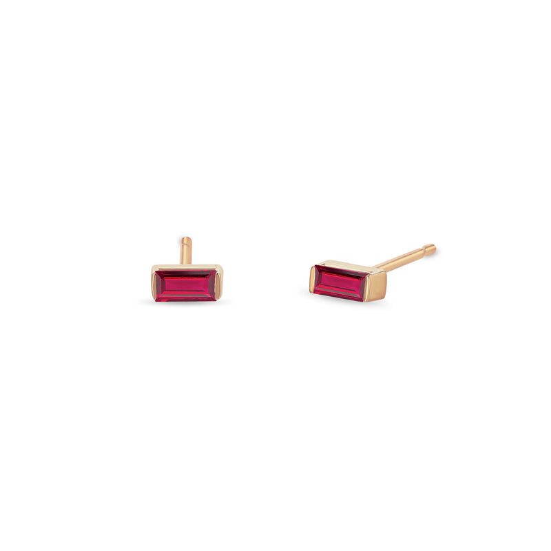 Zoë Chicco 14k Rose Gold Ruby Baguette Stud Earrings | July Birthstone