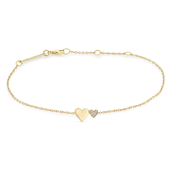 Zoë Chicco 14k Gold Mixed Midi & Itty Bitty Pavé Diamond Heart Bracelet