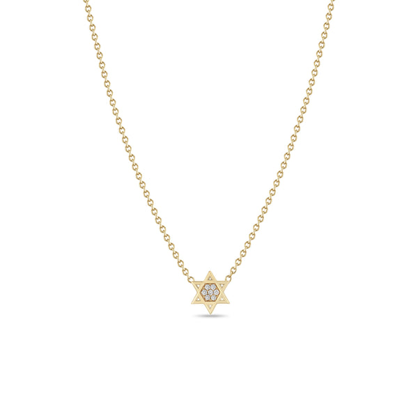 14k Midi Bitty Pavé Diamond Star of David Necklace