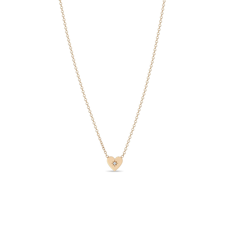 Zoë Chicco 14k Gold Midi Bitty Star Set Diamond Heart Necklace