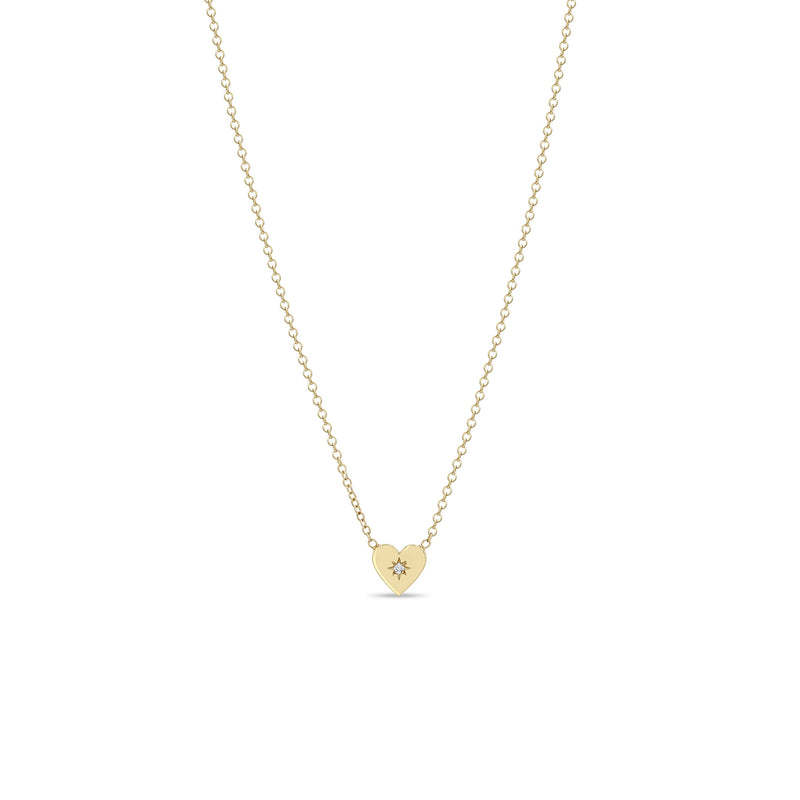 Zoë Chicco 14k Gold Midi Bitty Star Set Diamond Heart Necklace