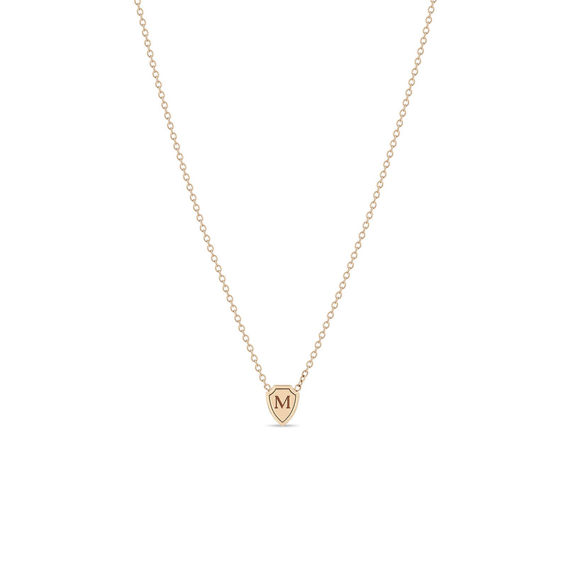 Zoë Chicco 14k Gold Engraved Initial Letter "M" Midi Bitty Shield Necklace
