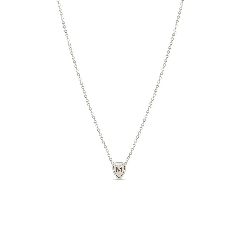 Zoë Chicco 14k Gold Engraved Initial Letter "M" Midi Bitty Shield Necklace