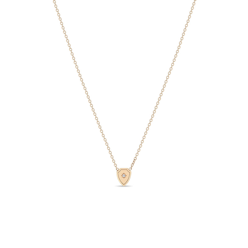 Zoë Chicco 14k Gold Midi Bitty Star Set Diamond Shield Necklace