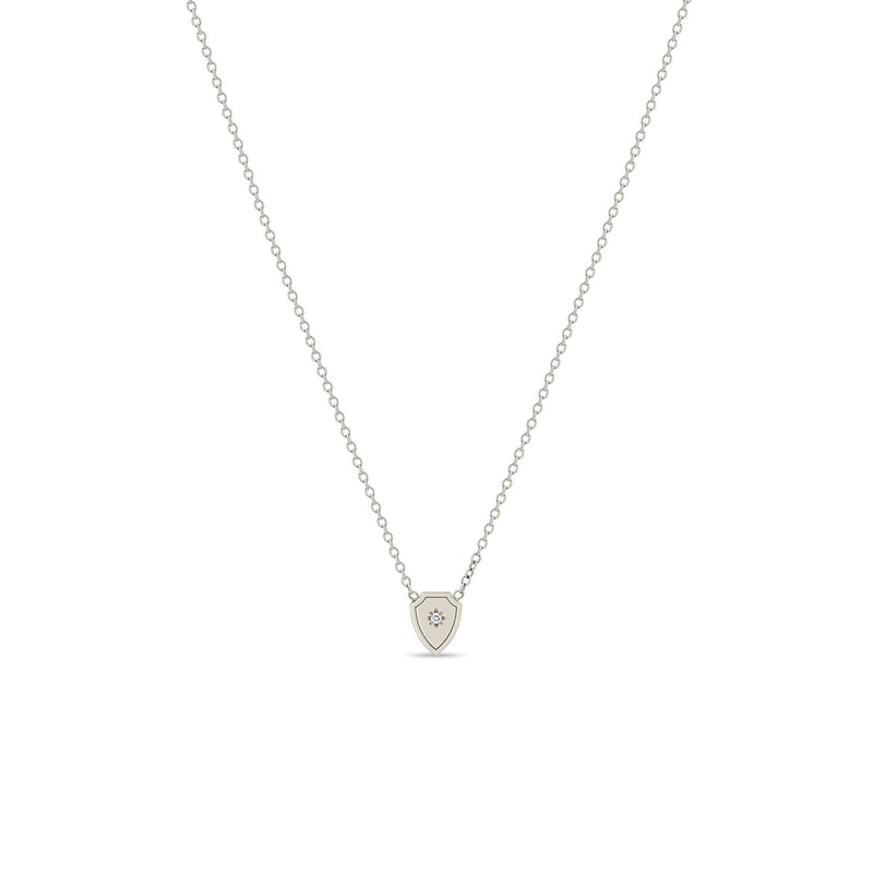 Zoë Chicco 14k Gold Midi Bitty Star Set Diamond Shield Necklace