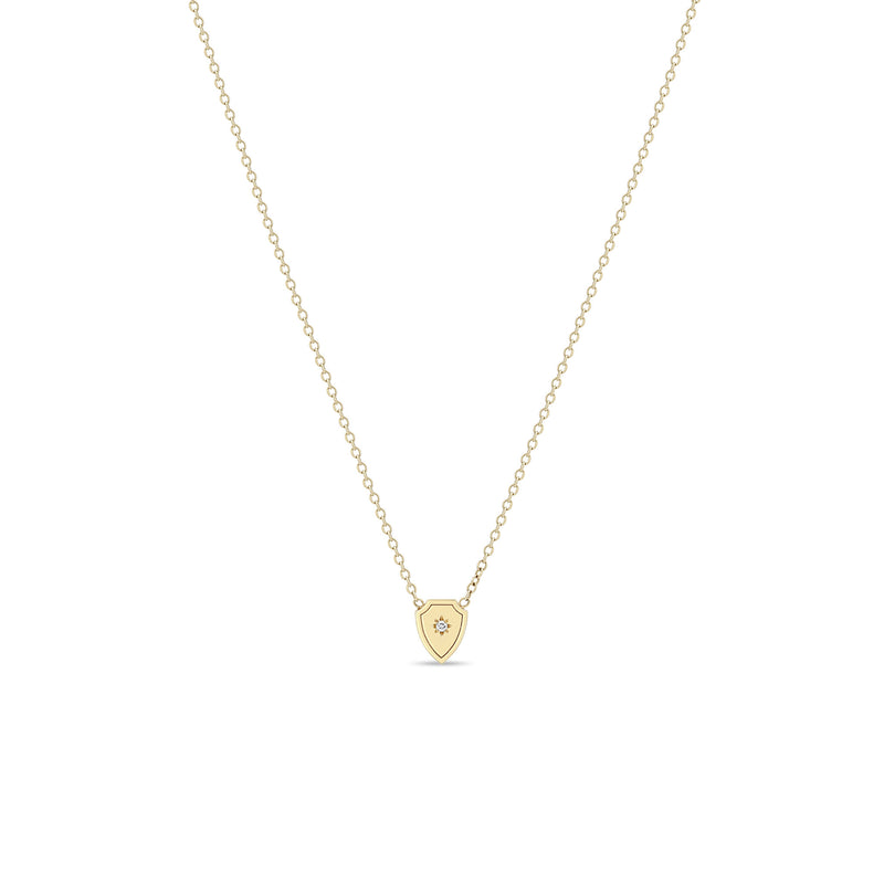 Zoë Chicco 14k Gold Midi Bitty Star Set Diamond Shield Necklace