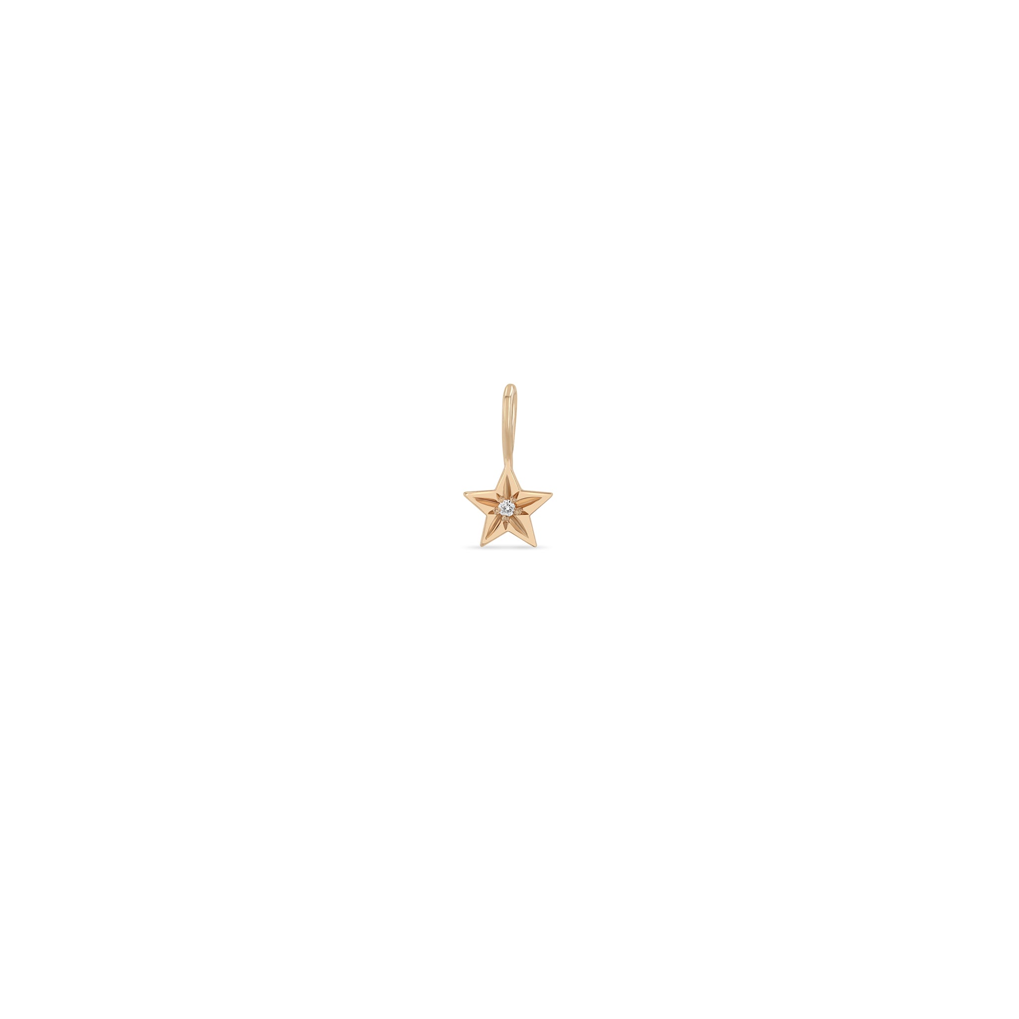 Zoe Chicco 14k rose gold star-set diamond star charm on a white background