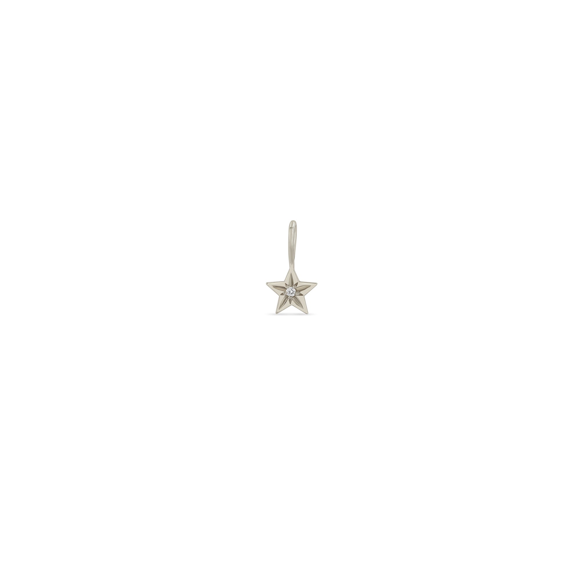 Zoe Chicco 14k white gold star-set diamond star charm on a white background