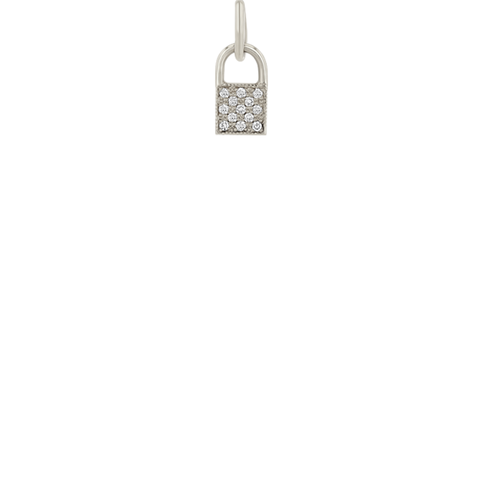 Zoë Chicco 14k White Gold Midi Bitty Pavé Diamond Padlock Charm Pendant