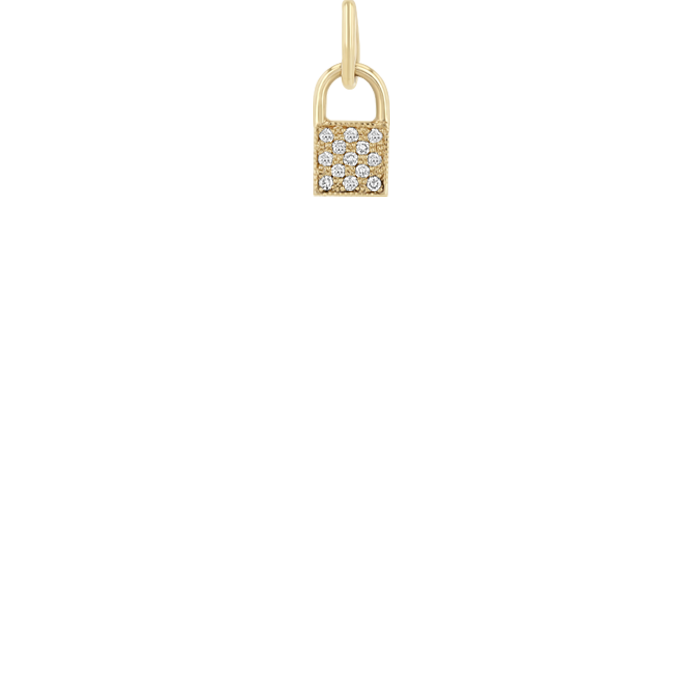 Zoë Chicco 14k Yellow Gold Midi Bitty Pavé Diamond Padlock Charm Pendant