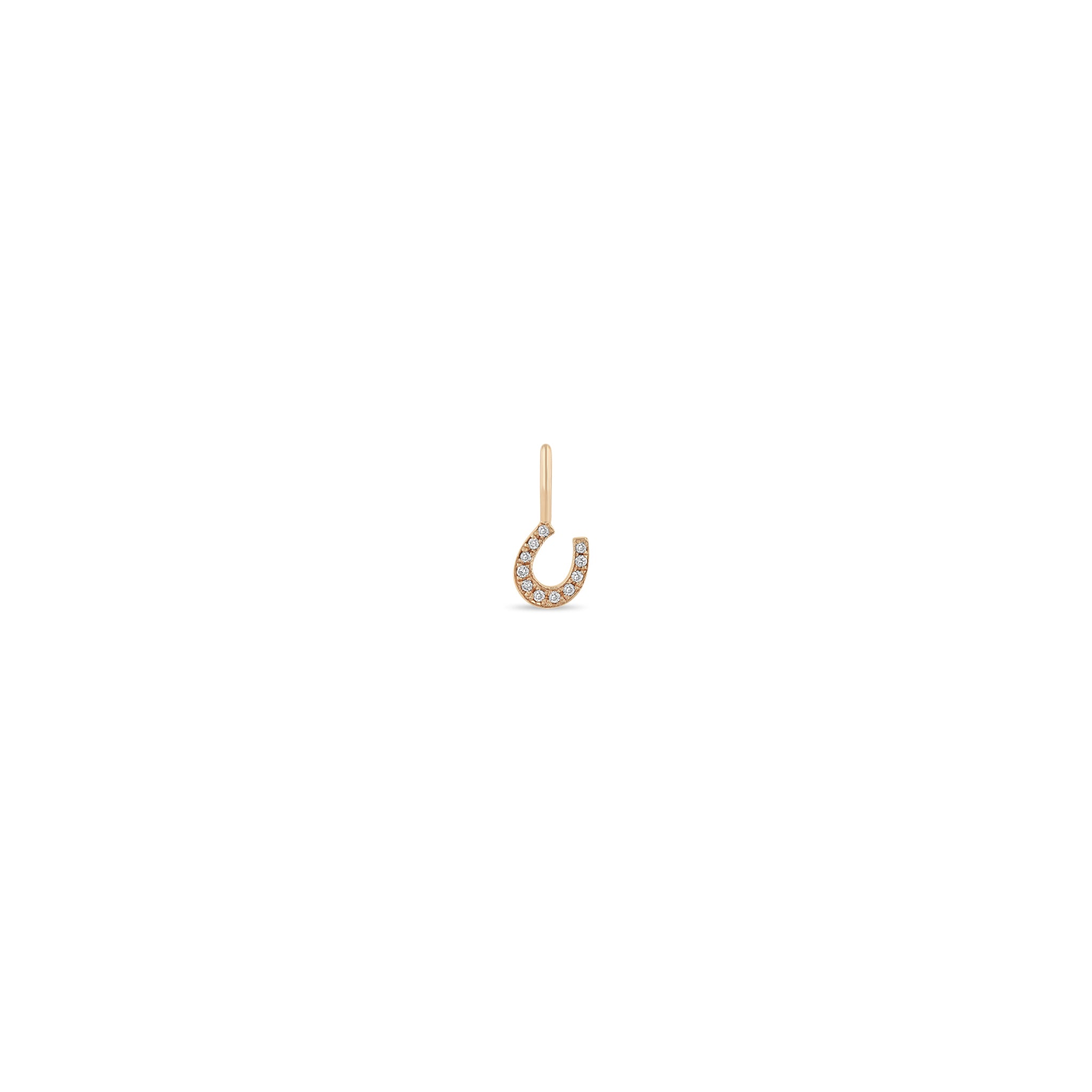 Zoe Chicco 14k rose gold pave diamond horseshoe charm on a white background