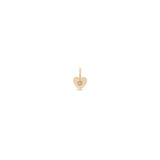 Zoe Chicco 14k rose gold heart-shaped pendant with a diamond in the center on a white background