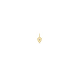 Zoe Chicco 14k gold shield-shaped pendant with a small diamond in the center on a white background