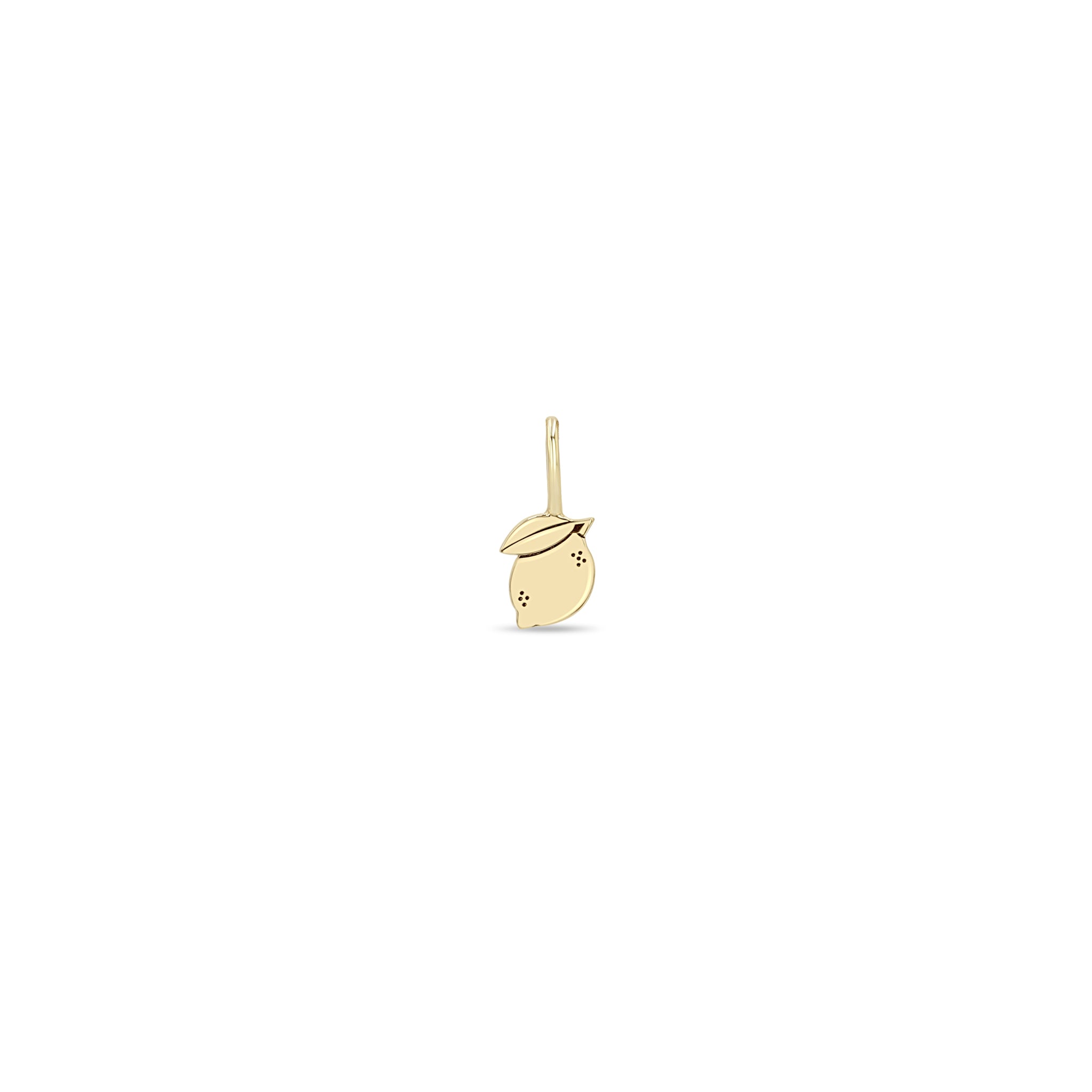 Zoe Chicco 14k gold midi bitty lemon charm on a white background