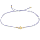 Zoë Chicco 14k Gold Midi Bitty Diamond Hamsa Lilac Cord Bracelet