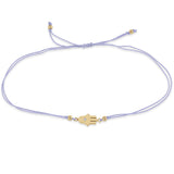 Zoë Chicco 14k Gold Midi Bitty Diamond Hamsa Cord Lilac Bracelet