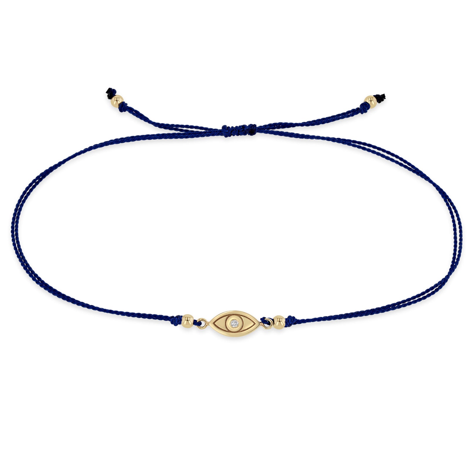Zoë Chicco 14k Gold Midi Bitty Diamond Evil Eye Cord Bracelet