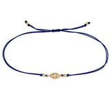 Zoë Chicco 14k Gold Midi Bitty Diamond Evil Eye Cord Navy Bracelet