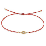 Zoë Chicco 14k Gold Midi Bitty Diamond Evil Eye Cord Red Bracelet