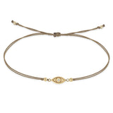 Zoë Chicco 14k Gold Midi Bitty Diamond Evil Eye Cord Taupe Bracelet