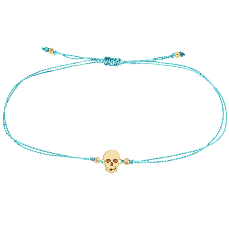 Zoë Chicco 14k Gold Midi Bitty Skull Cord Turquoise Bracelet