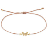 Zoë Chicco 14k Gold Midi Bitty Butterfly Light Pink Cord Bracelet