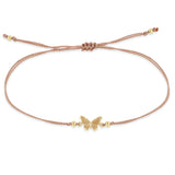 Zoë Chicco 14k Gold Midi Bitty Butterfly Cord Pink Bracelet