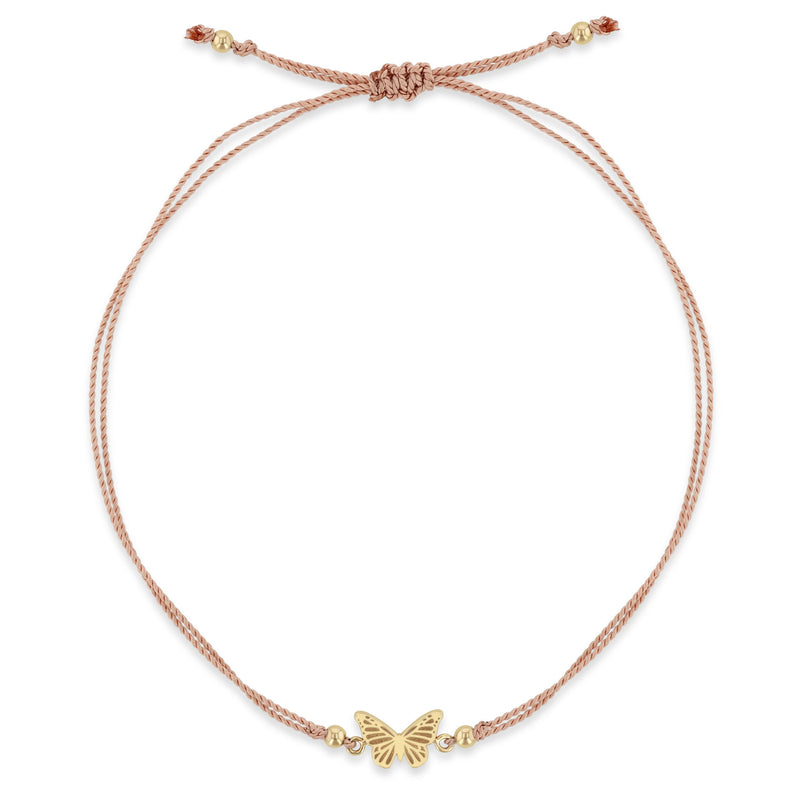 Zoë Chicco 14k Gold Midi Bitty Butterfly Cord Pink Bracelet