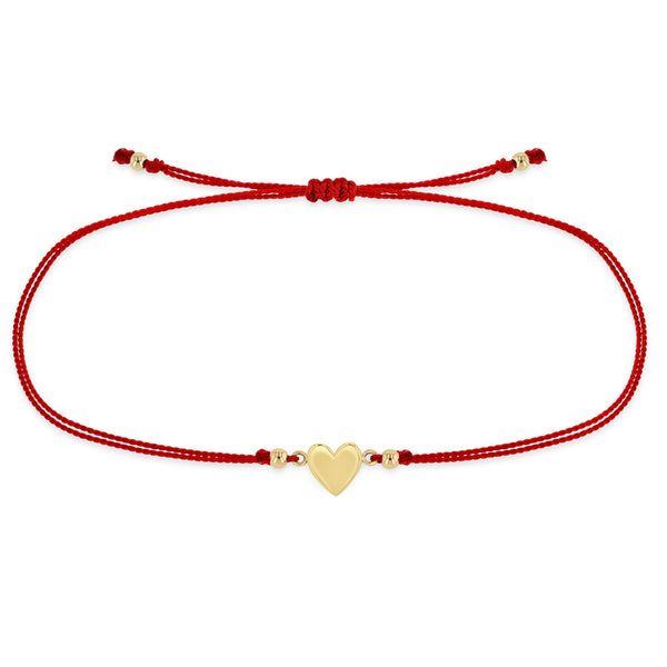 Zoë Chicco 14k Gold Midi Bitty Heart Cord Red Bracelet