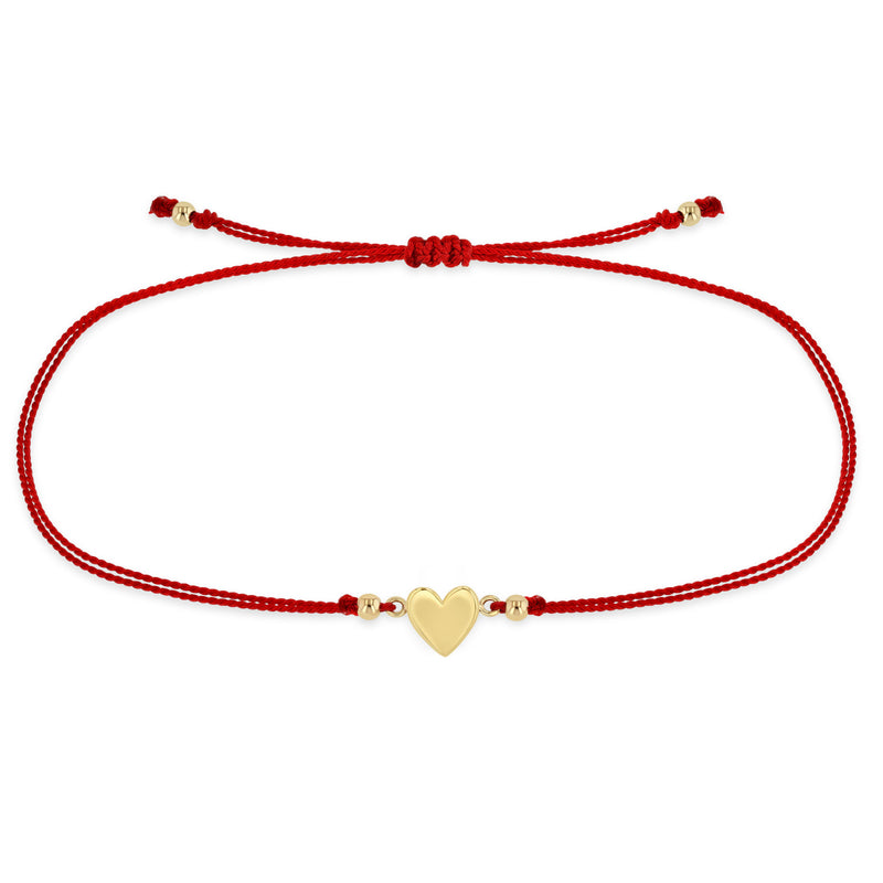 Zoë Chicco 14k Gold Midi Bitty Heart Cord Red Bracelet