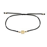 Zoë Chicco 14k Gold Midi Bitty Dog Paw Cord Bracelet in Black