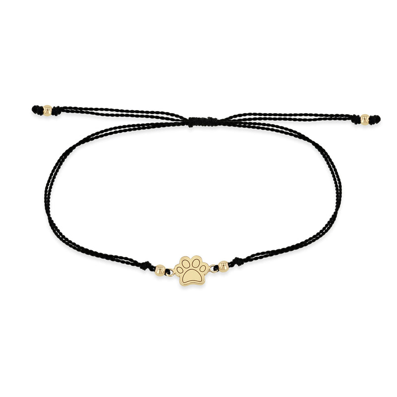 Zoë Chicco 14k Gold Midi Bitty Dog Paw Cord Bracelet in Black