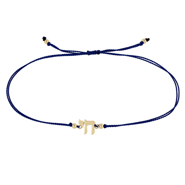 Zoë Chicco 14k Gold Midi Bitty Chai Cord Bracelet in Navy Blue