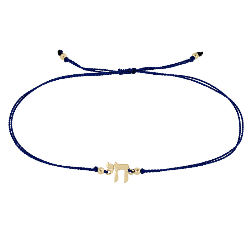 Zoë Chicco 14k Gold Midi Bitty Chai Cord Bracelet in Navy Blue