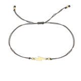 Zoë Chicco 14k Gold Midi Bitty Lightning Bolt Cord Bracelet in Gray