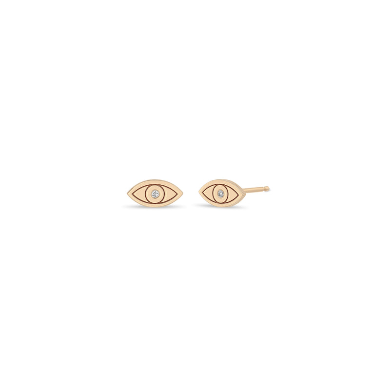 Zoë Chicco Pair of 14k Rose Gold Midi Bitty Single Diamond Evil Eye Stud Earrings