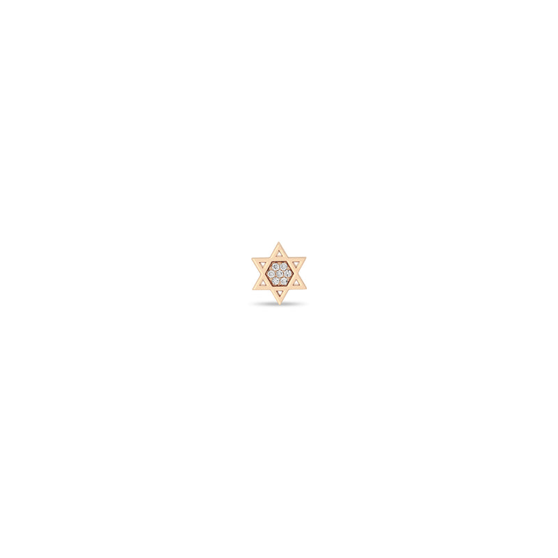 Zoe Chicco 14k Rose Gold Pave Midi Bitty Star of David Single Stud