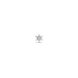 Zoe Chicco 14k White Gold Pave Midi Bitty Star of David Single Stud