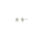 Zoe Chicco 14k White Gold Pave Midi Bitty Star of David Studs